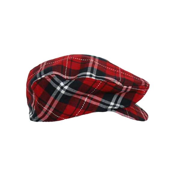 Red Plaid Snap Front Newsboy Golf Flat Ivy Cap Hat - Picture 3 of 9
